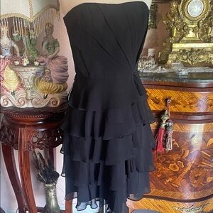 Chic Black Strapless Layered Dress